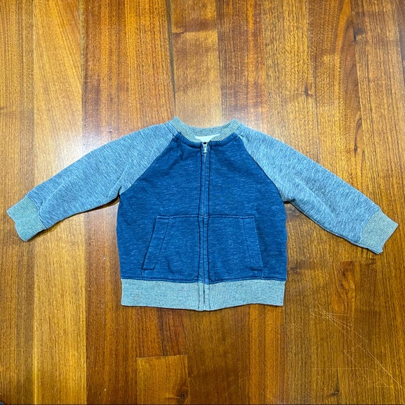 Zip Up Sweater Blue and Gray 12mo - Picture 1 of 5